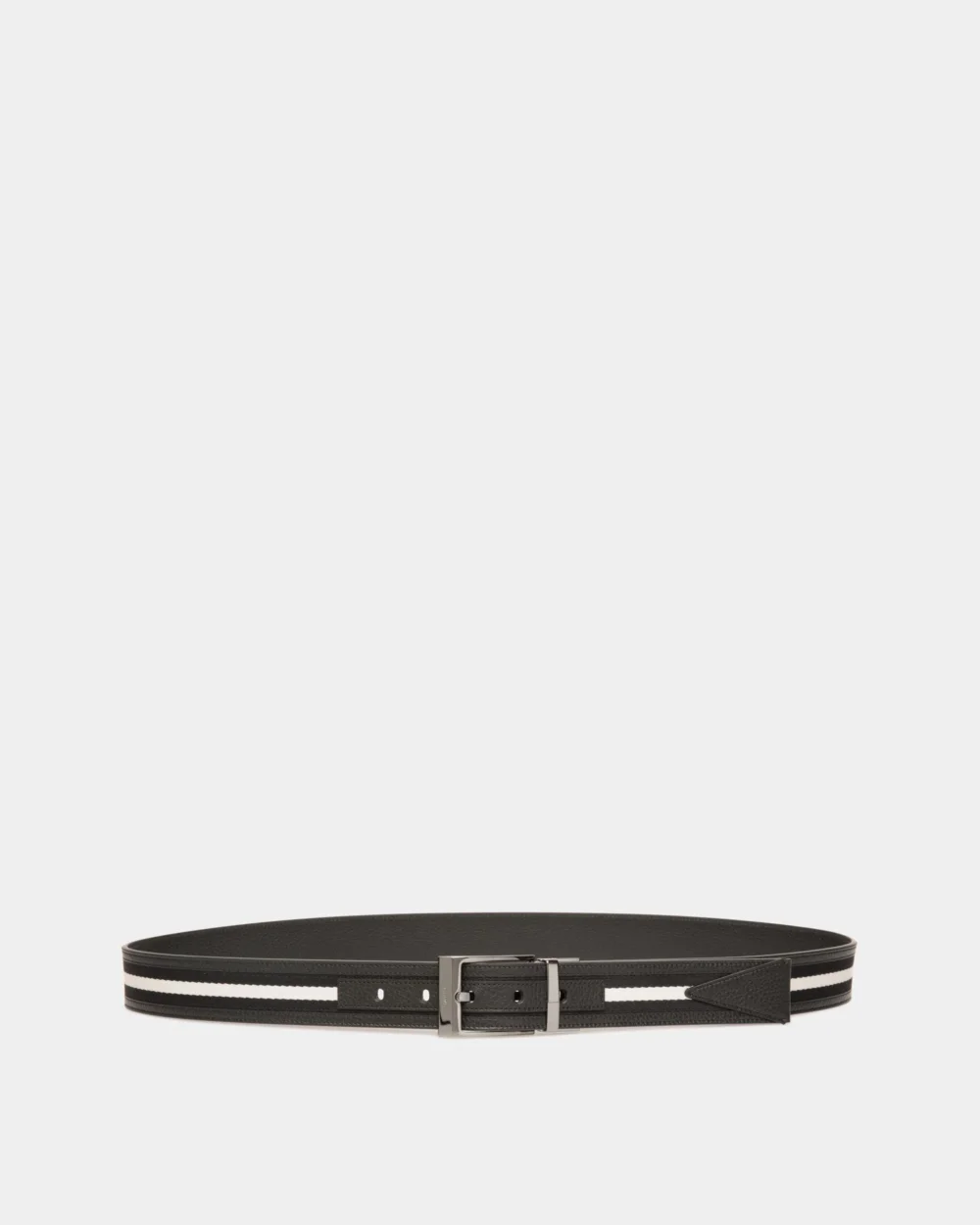 Shiffie 35mm Reversible Belt In Black And White Fabric And Leather