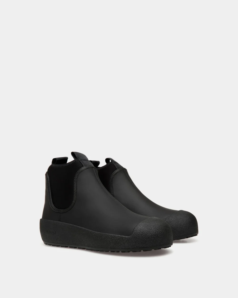 Bally Curling Bootie in Black Rubberized Leather - 3
