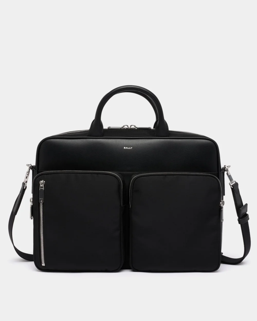 Vogel Briefcase in Black Nylon and Recycled Leather