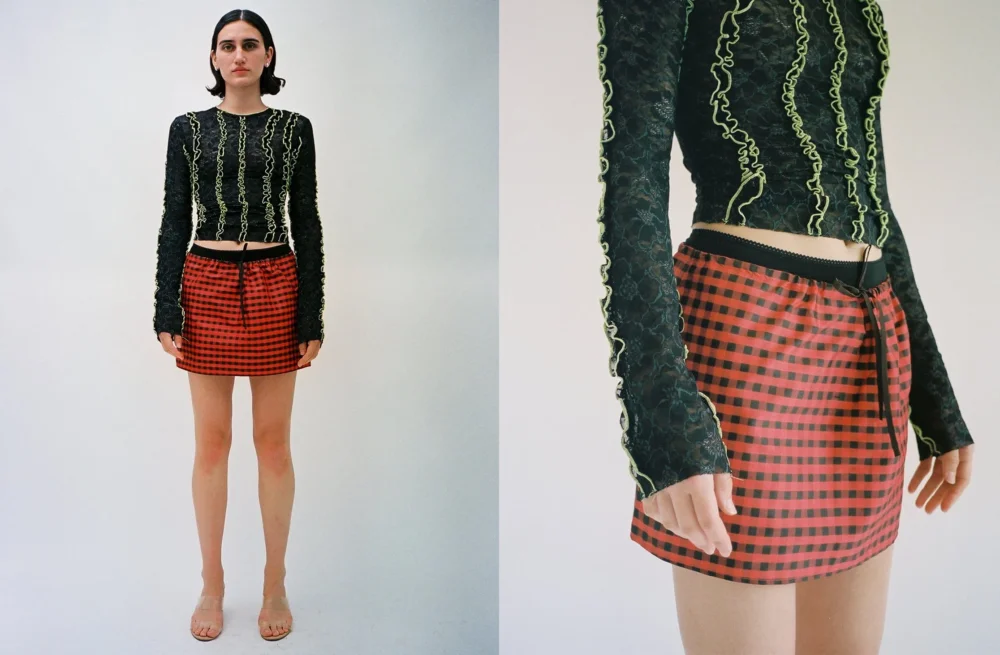Red Check Mini Skirt
