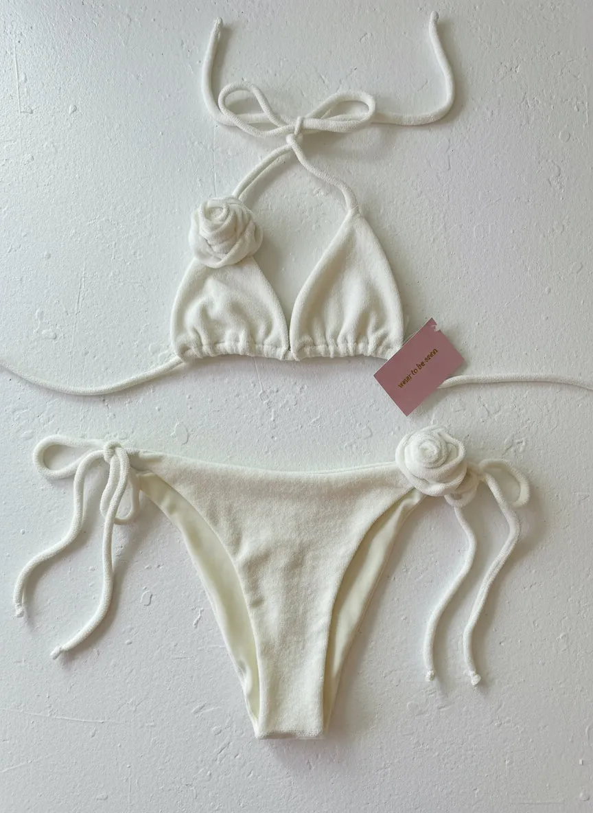 Cream Rose Towelling Bikini Set