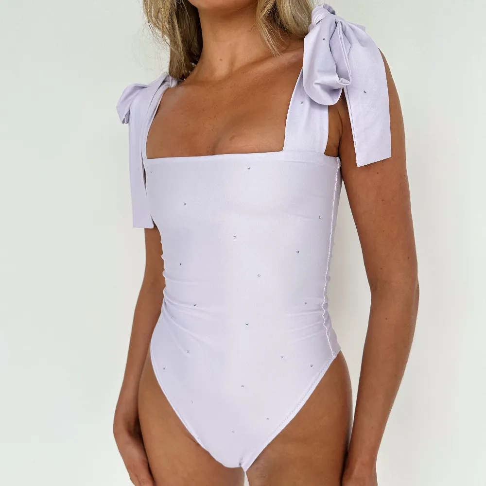 (Premade) Pale Lilac Crystal Extra Thick Shoulder Tie Body - Size 6