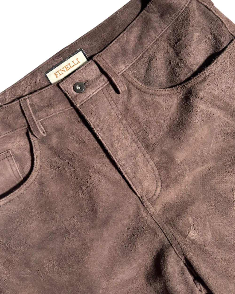 Brown Flared Buffalo Leather Pants - 3
