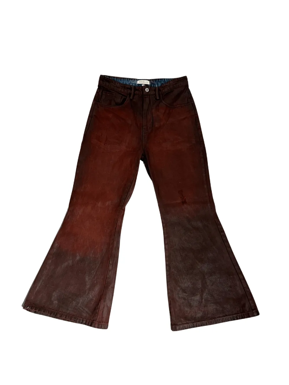 FINELLI Red Flared Waxed Denim Pants