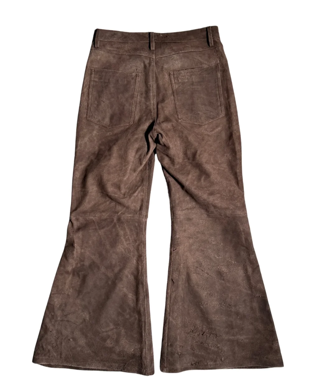 Brown Flared Buffalo Leather Pants - 2