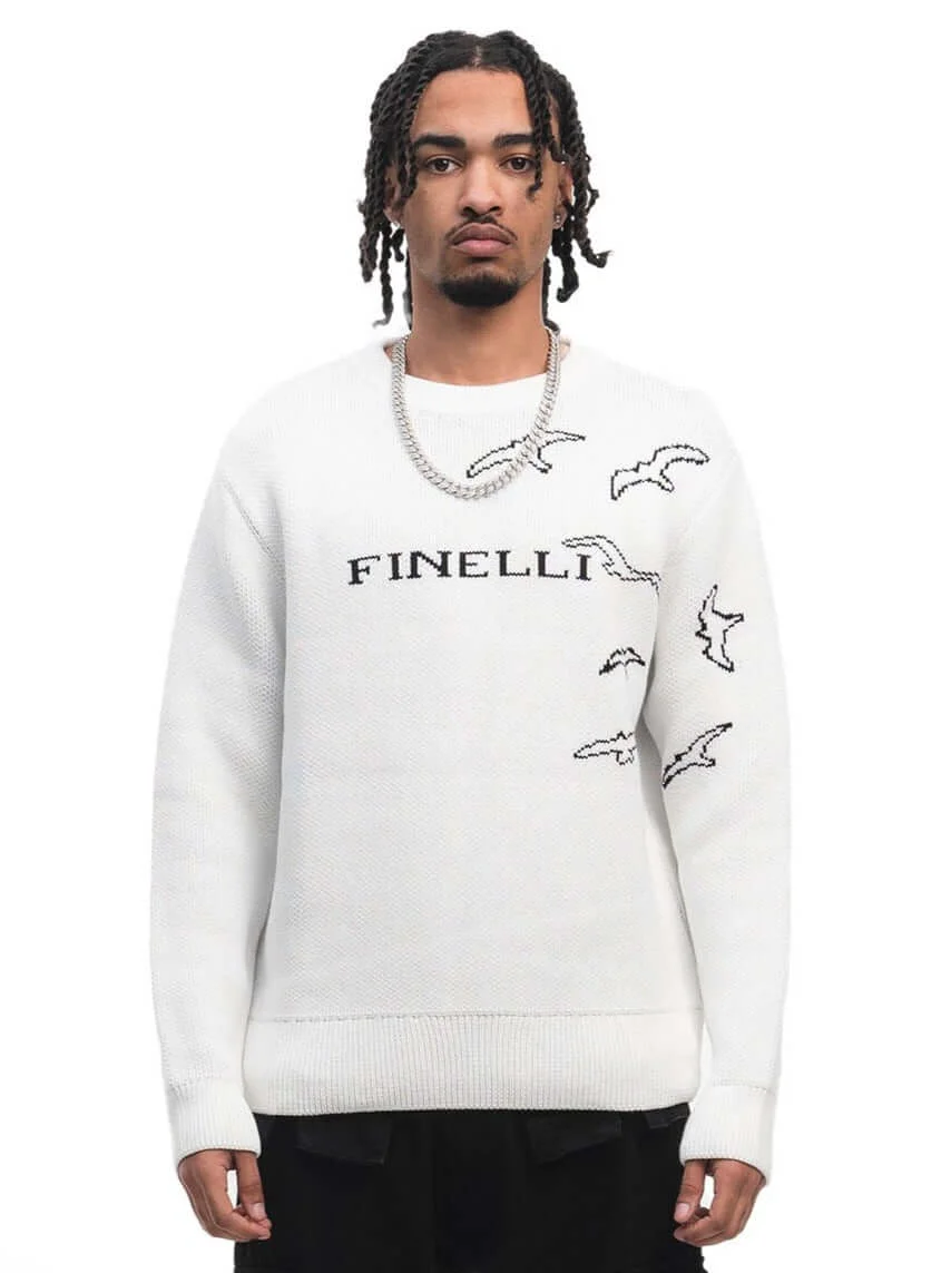 Free Birds Knit Sweater White