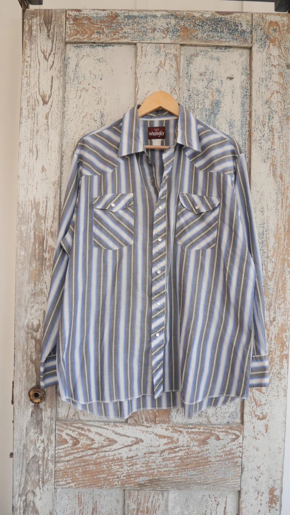 1980s Striped Pearl Snap Shirt | XL