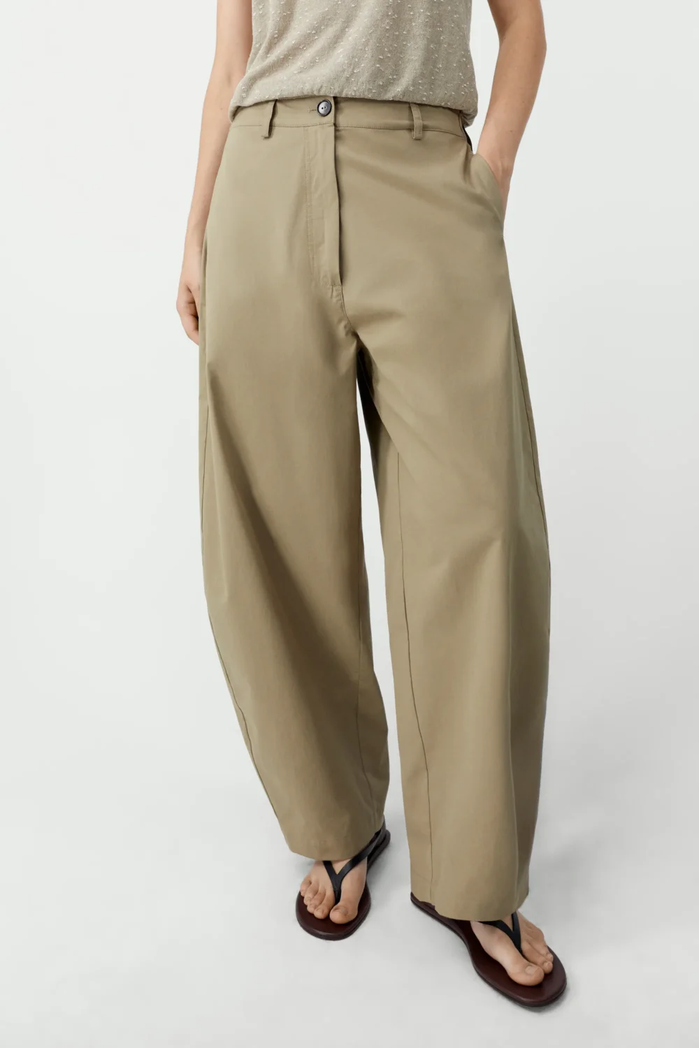 COTTON CURVED PANTS - 2