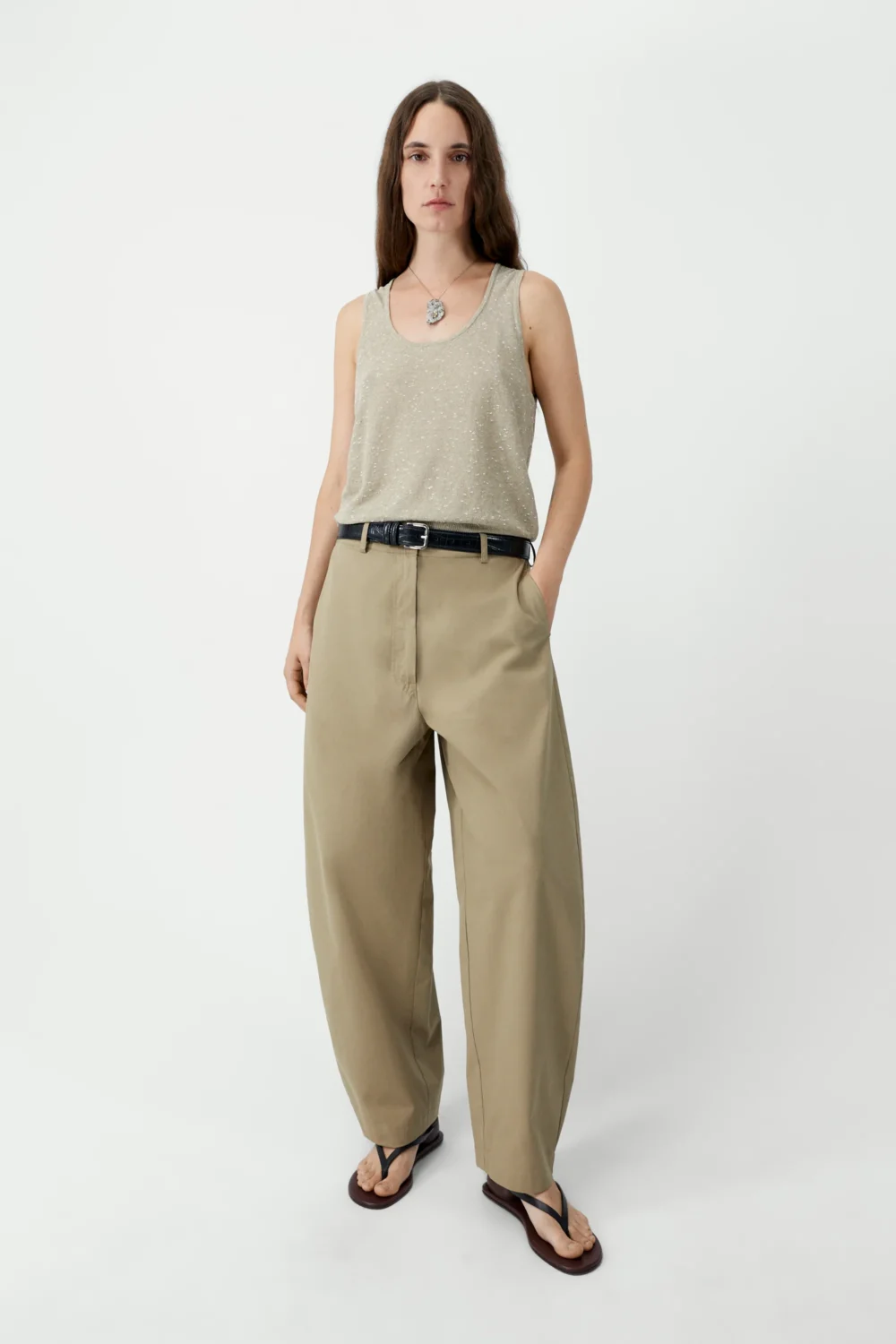 COTTON CURVED PANTS
