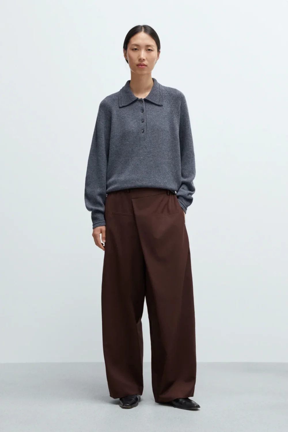 MERINO WOOL POLO SWEATER