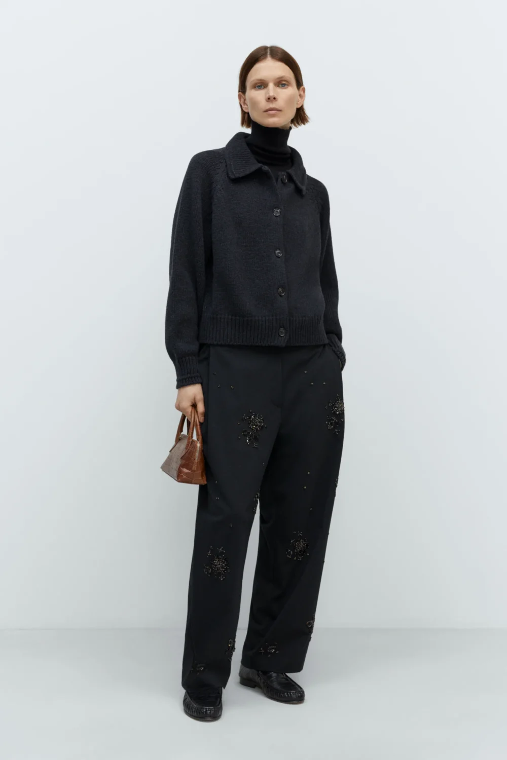 MERINO WOOL COLLAR CARDIGAN