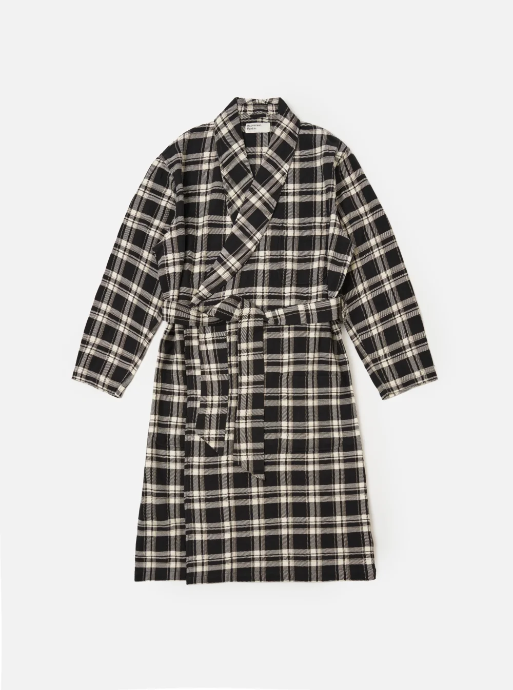 Black Twill Check Short Dressing Gown