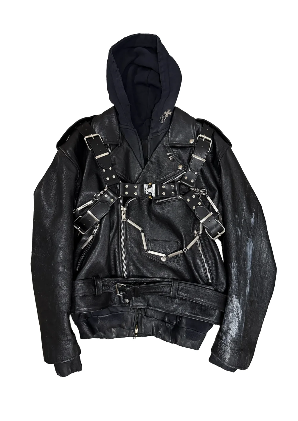SM1 LEATHER HOODIE JACKE