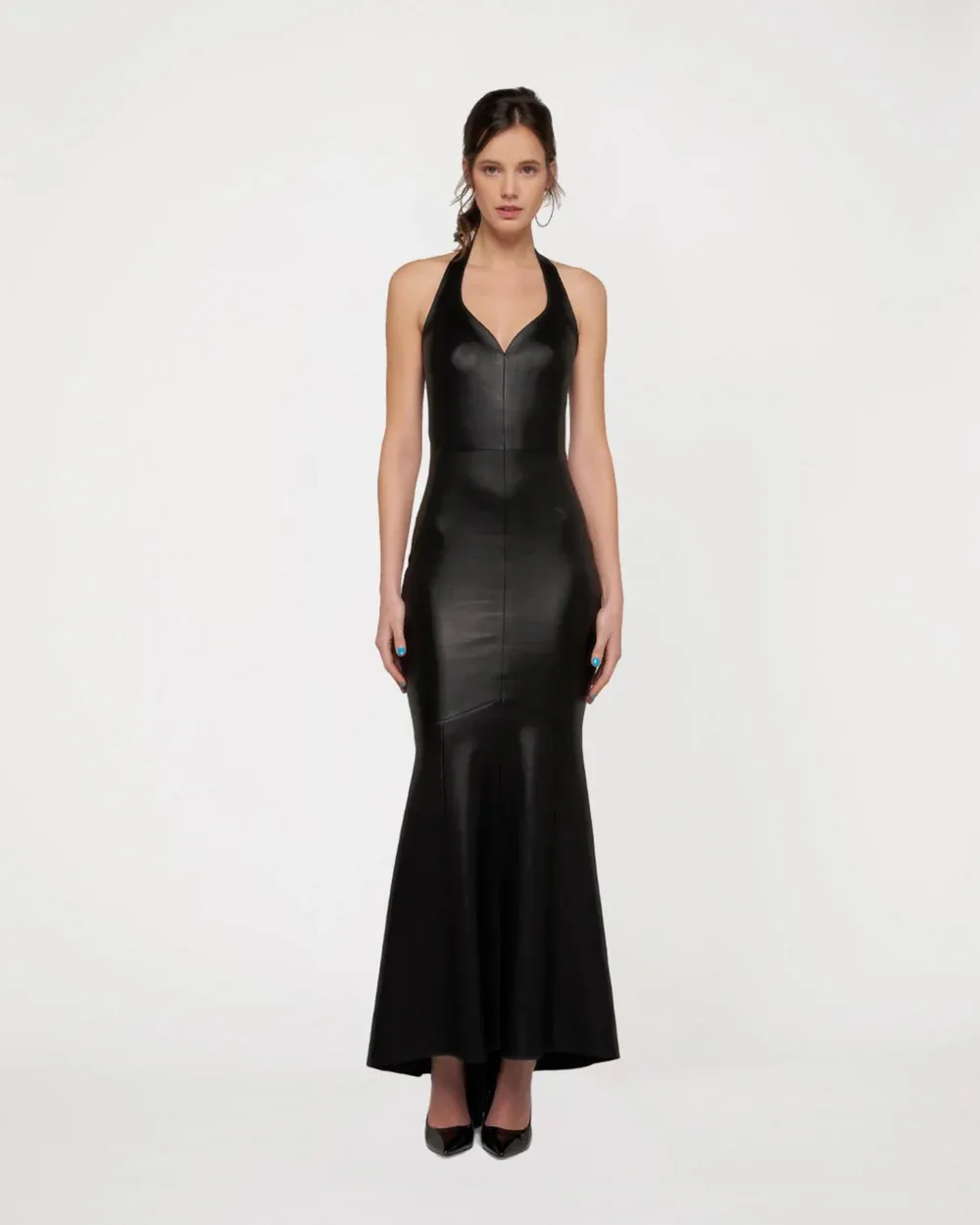 JOLIE Stretch Lambskin Leather Long Dress