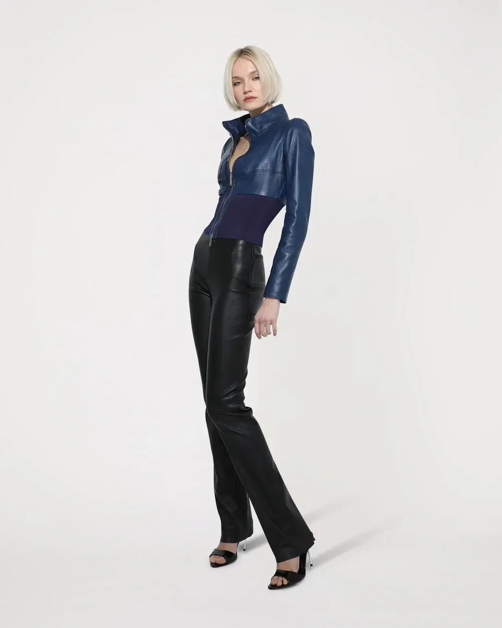 TWILIGHT Plongé lambskin leather jacket in night blue