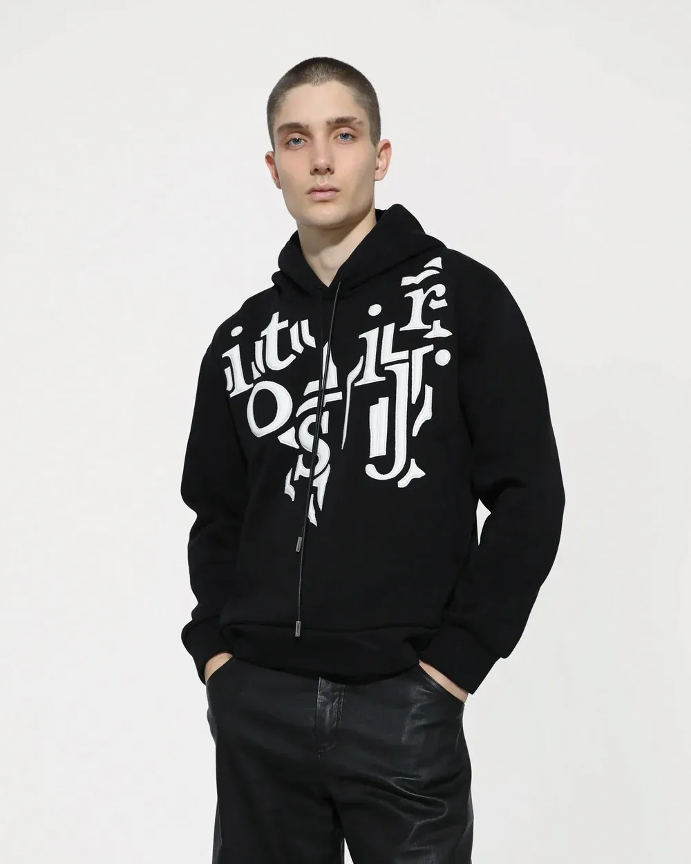ATRIX Embroidered Black Hoodie