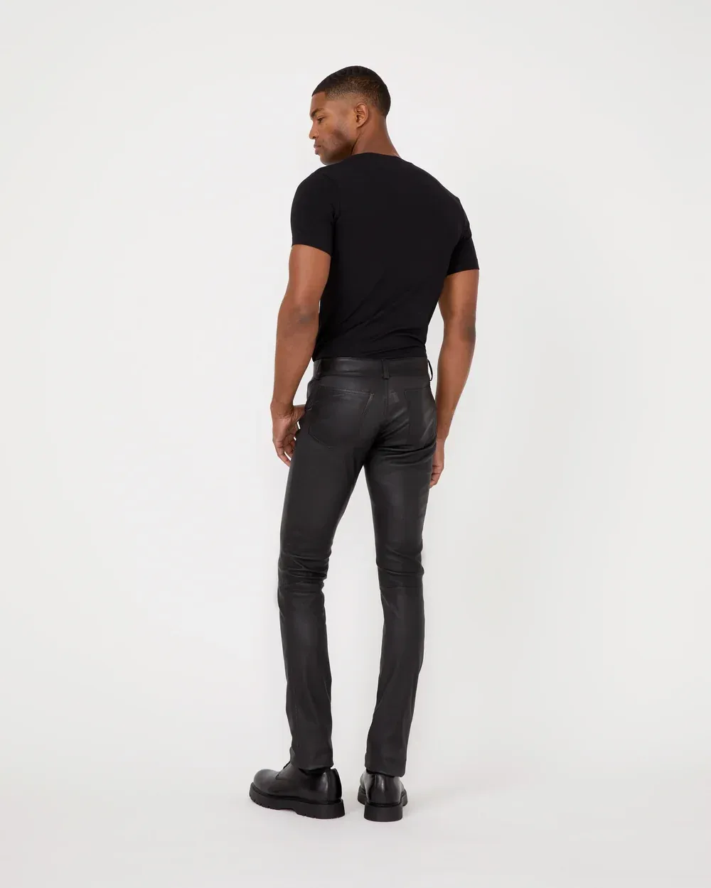 GILGUI Black Stretch Lambskin Leather Pants – Slim Fit - 2