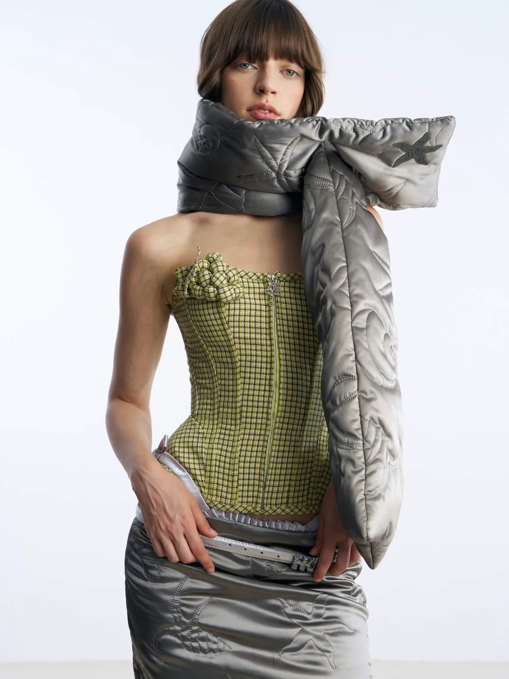 Gray shell puffer mini-skirt - 5