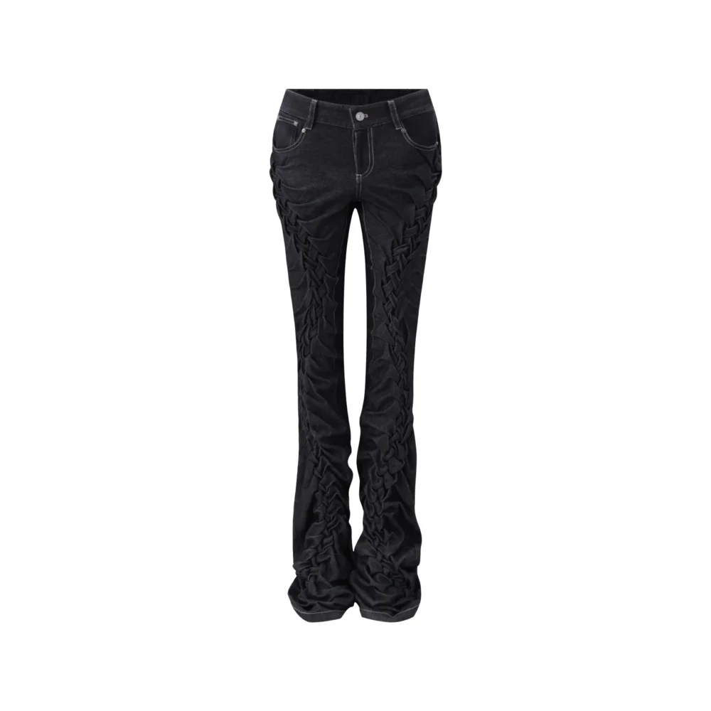 Handcrafted Twisted Smocking Jeans