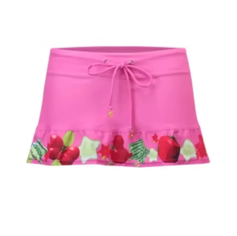 Pink Fruit Wreath Print Skirt
