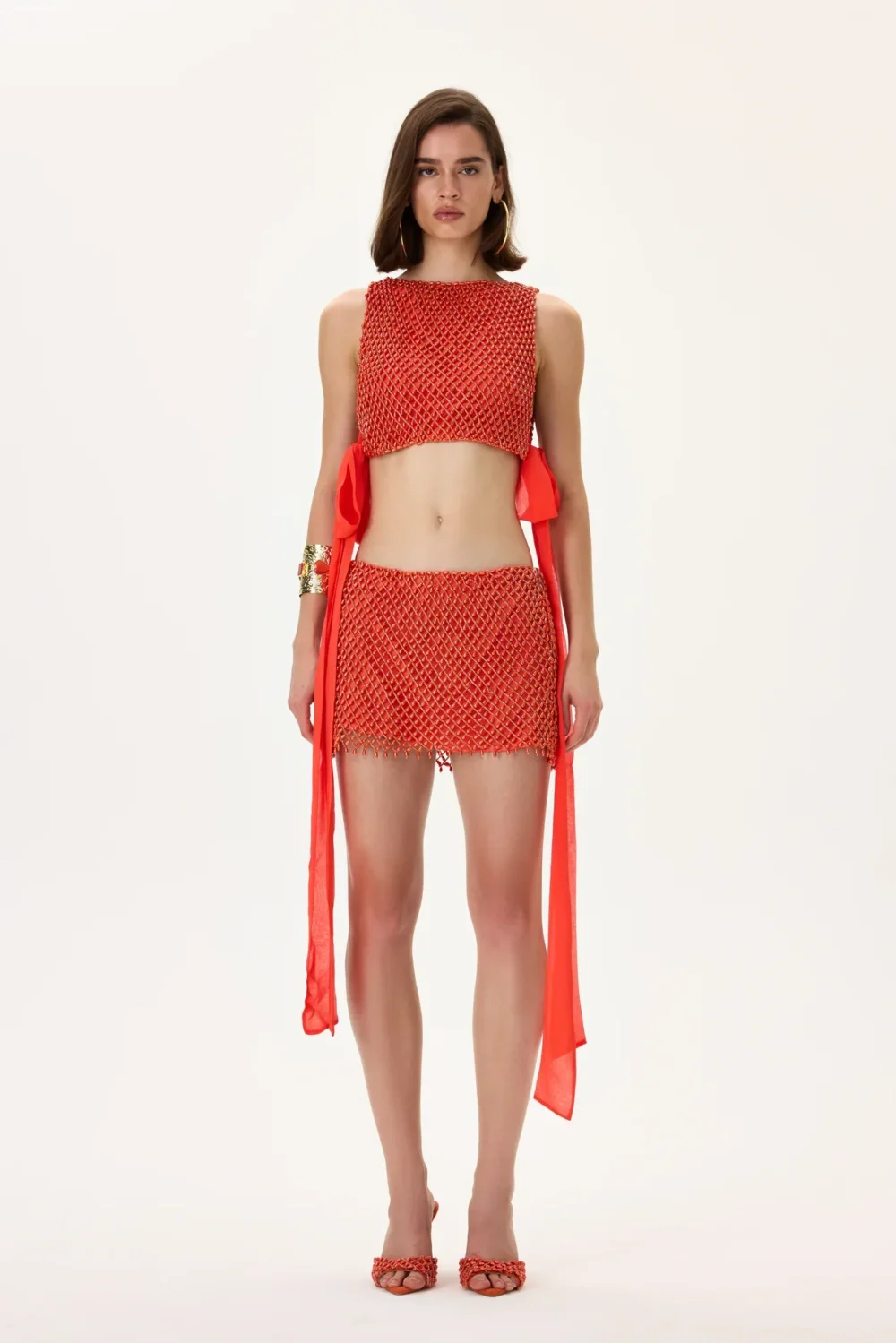 Vivid Pomegranate Pearl Mini Skirt