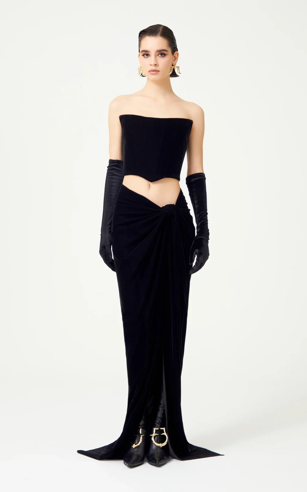 Black Velvet Strapless Corset