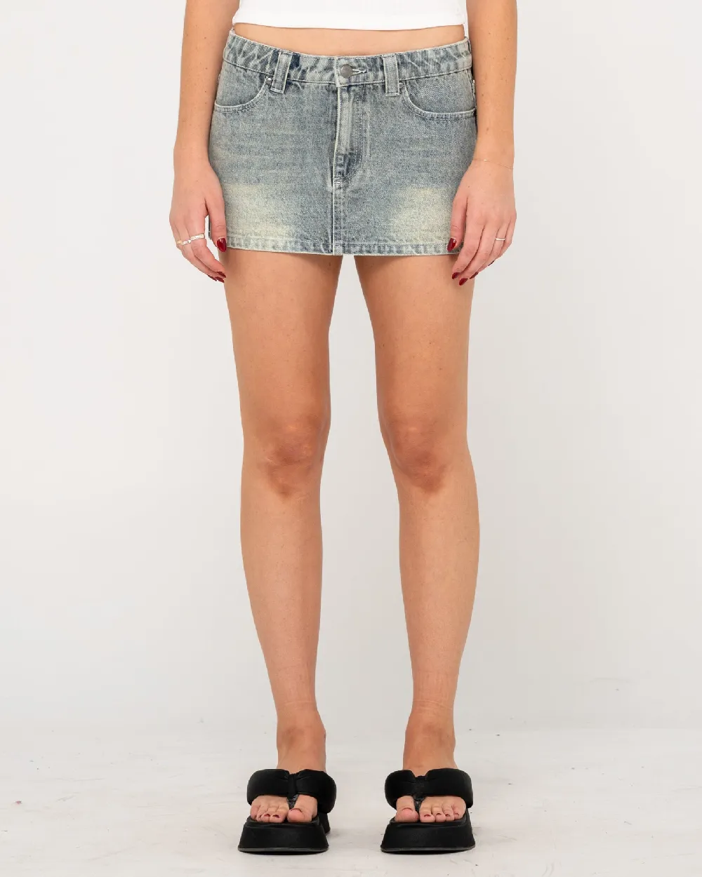 Norty Low Rise Denim Micro Mini Skirt
