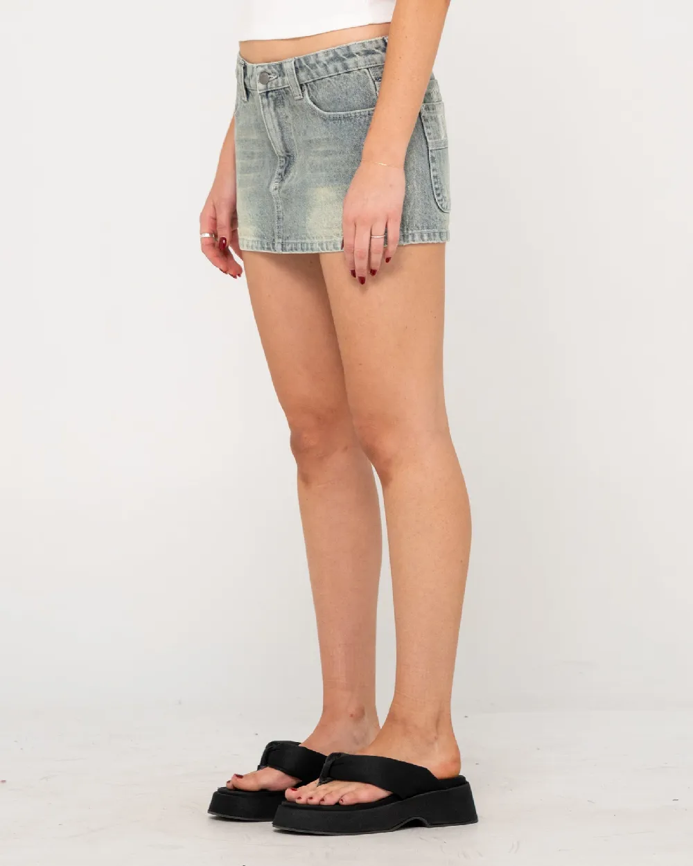 Norty Low Rise Denim Micro Mini Skirt - 3