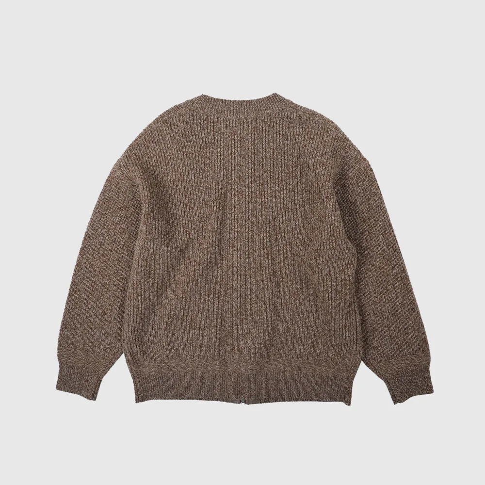 Frizmworks Tweed Wool Zipup Cardigan - Brown - 2