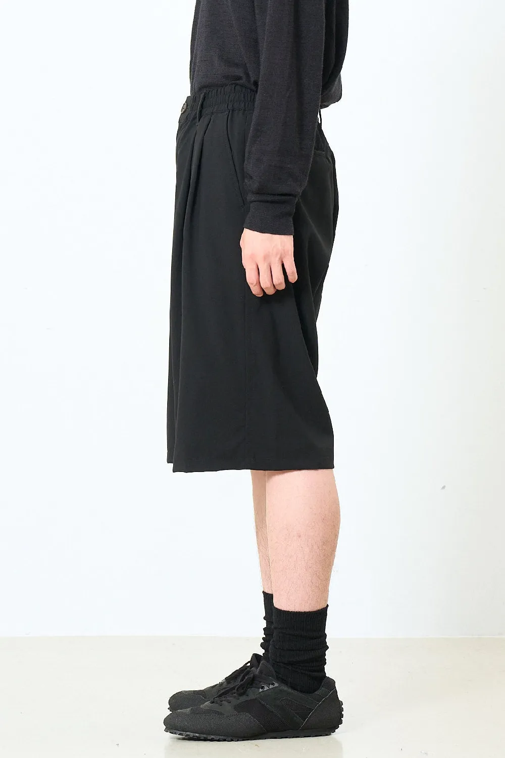 Exclusive Wool Washer Tropical 2pleated Easy Wide Shorts - 5
