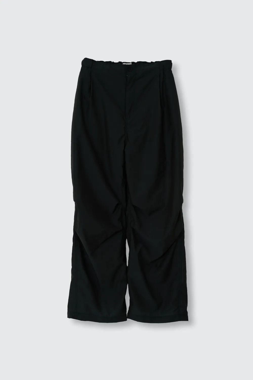 Exclusive Wool Nylon Poplin Knee Tuck Wide Easy Pants