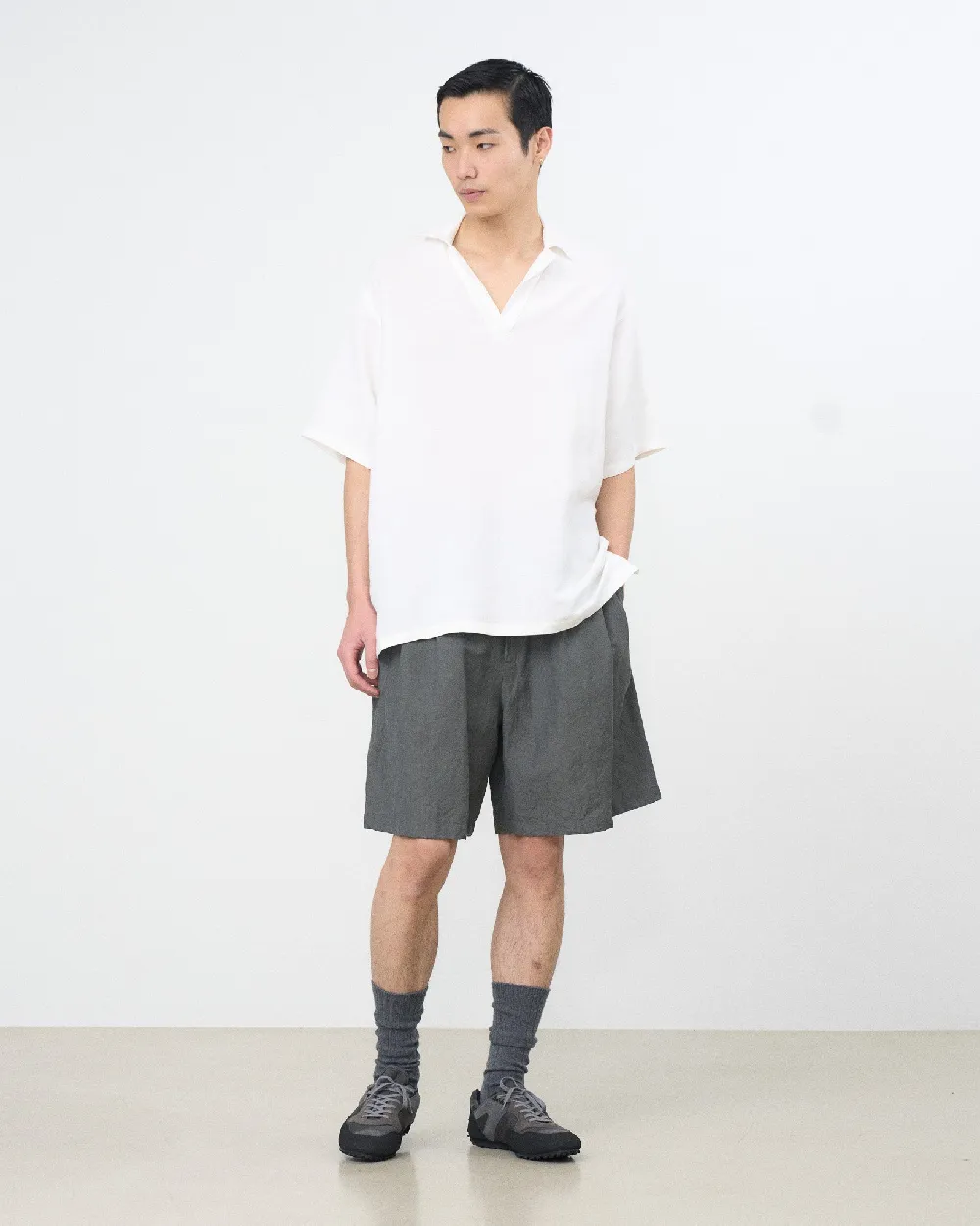 Wool Linen Weather Cloth 3pleated Shorts - 3