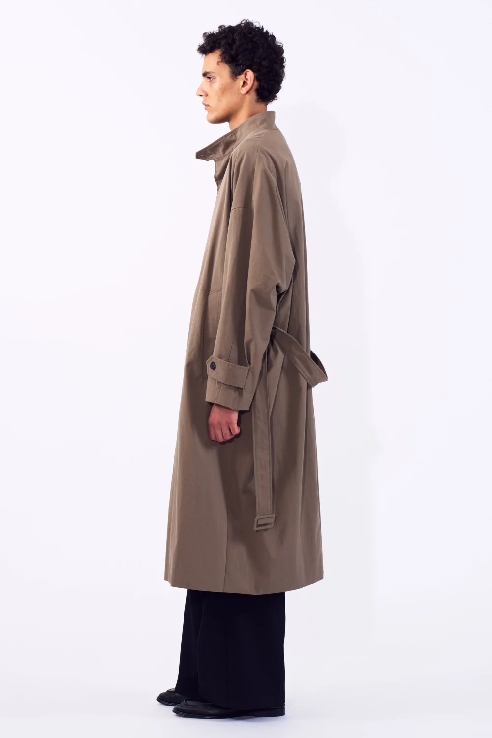 Cotton Nylon Vintage Twill Stand Collar Over Coat - 4
