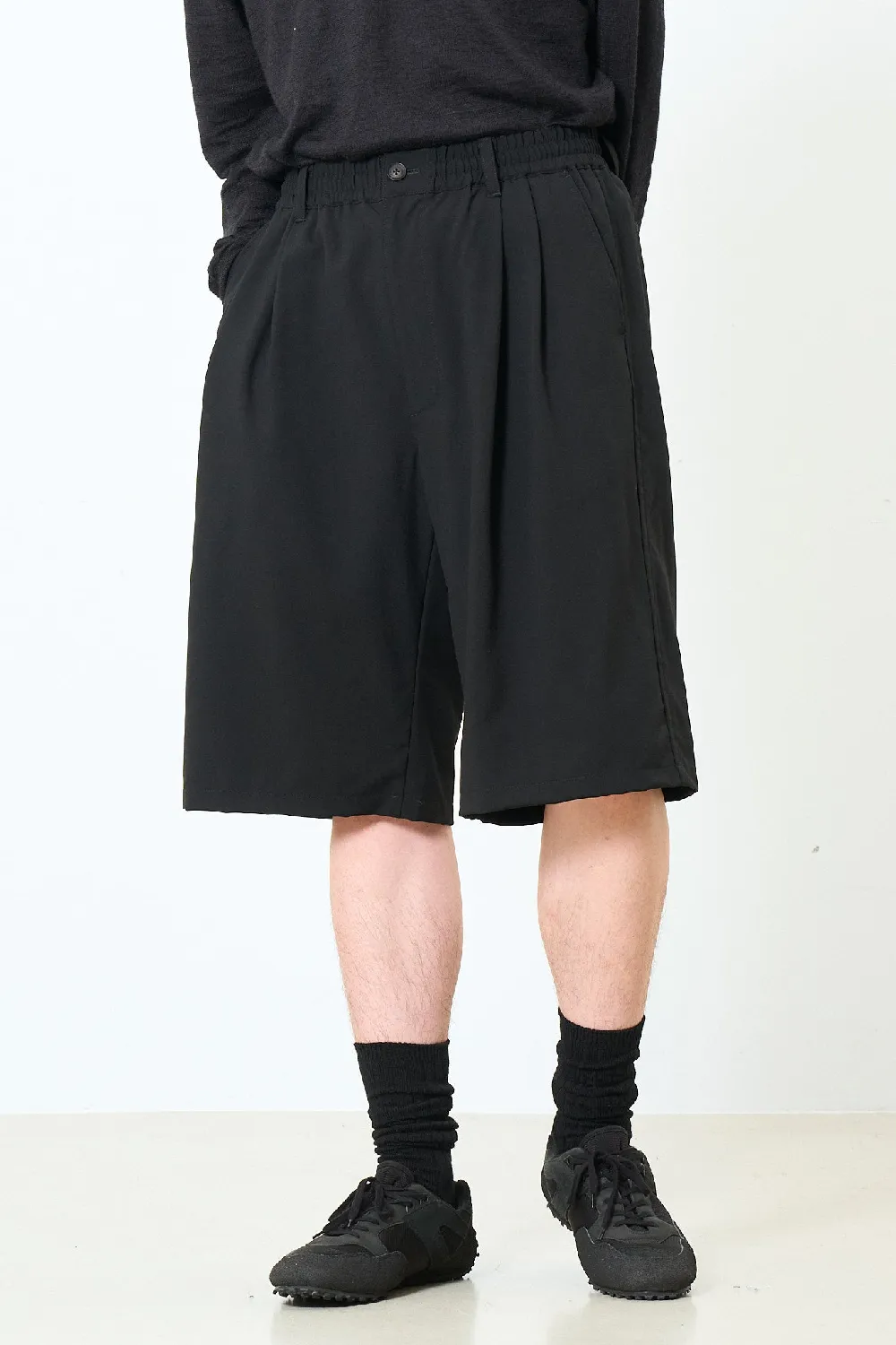 Exclusive Wool Washer Tropical 2pleated Easy Wide Shorts - 2