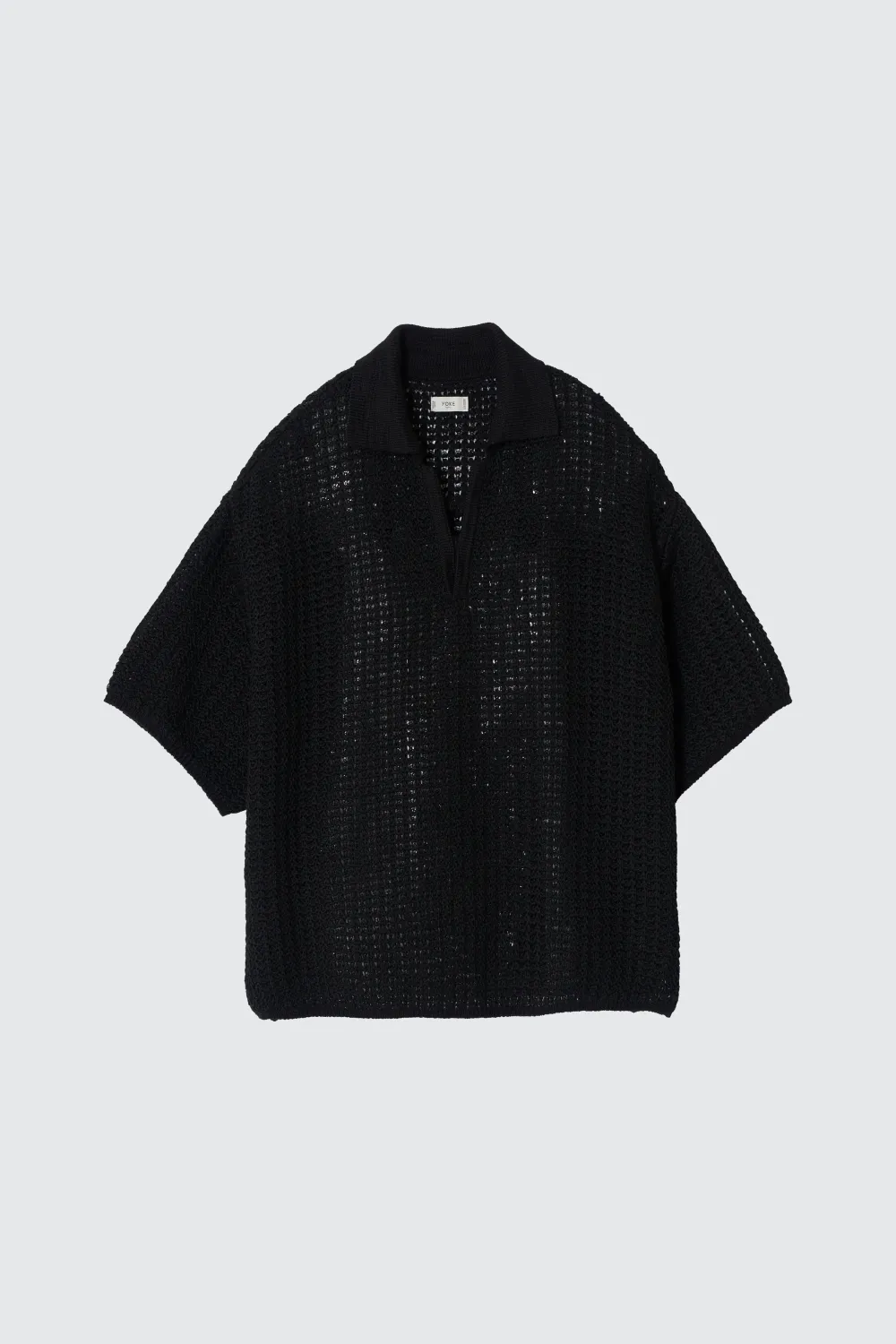 Cotton Mesh Knit Skipper Polo Shirt