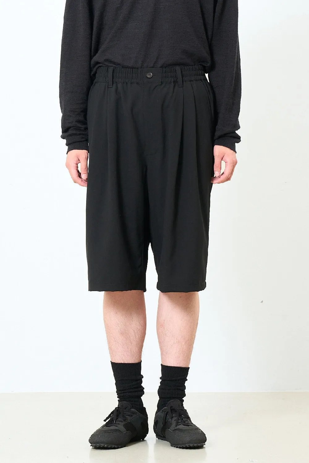 Exclusive Wool Washer Tropical 2pleated Easy Wide Shorts - 4