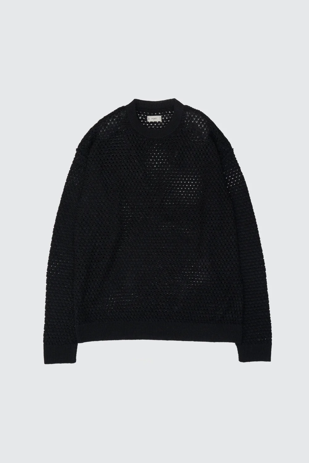 Cotton Mesh Knit Crewneck Sweater