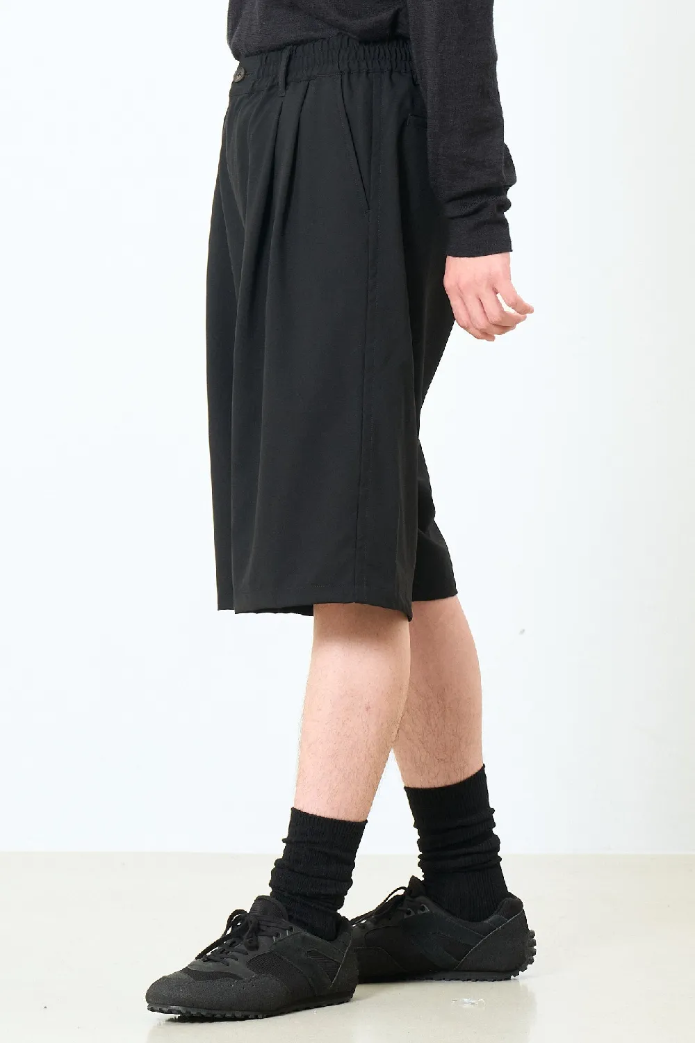 Exclusive Wool Washer Tropical 2pleated Easy Wide Shorts - 3