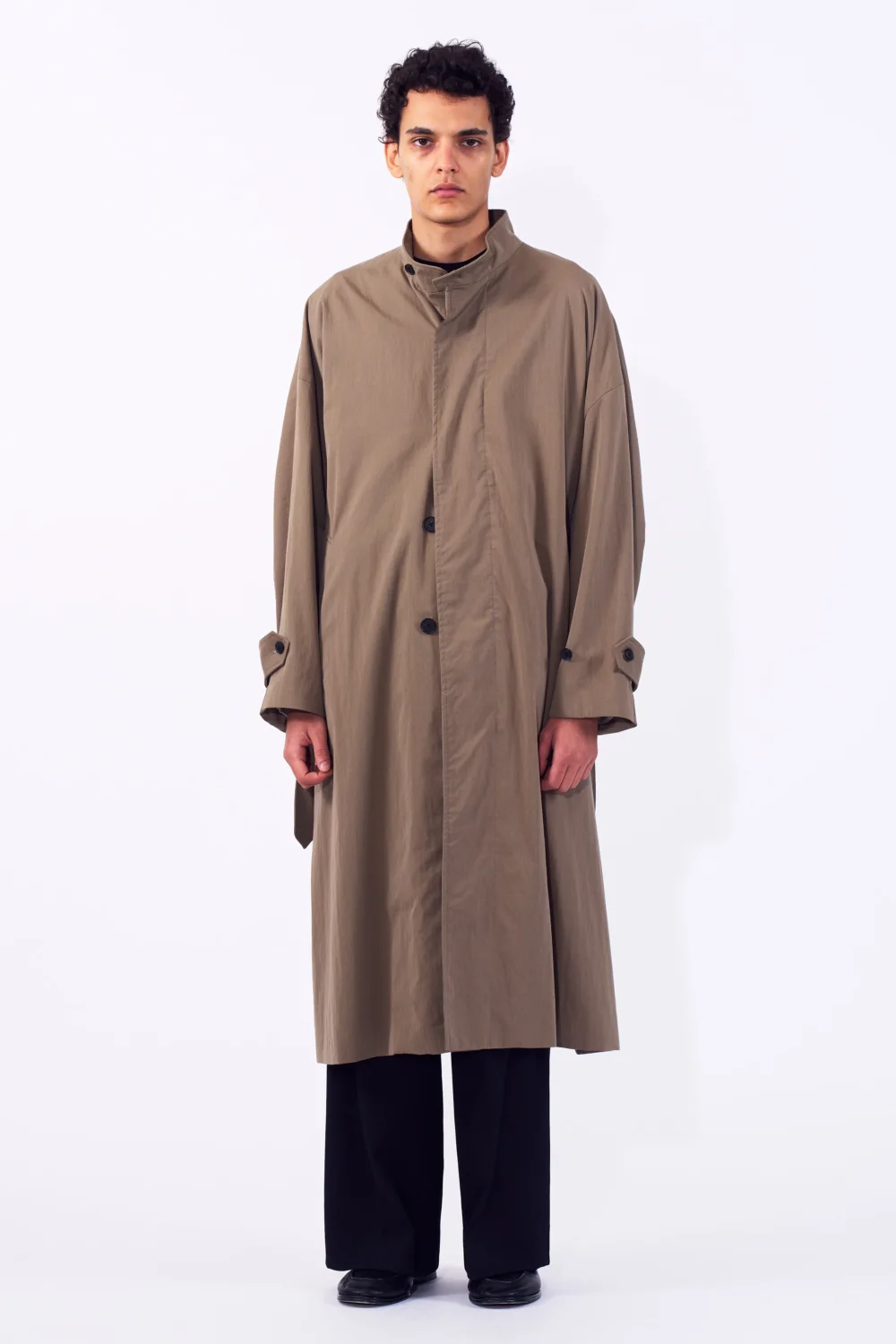Cotton Nylon Vintage Twill Stand Collar Over Coat - 3