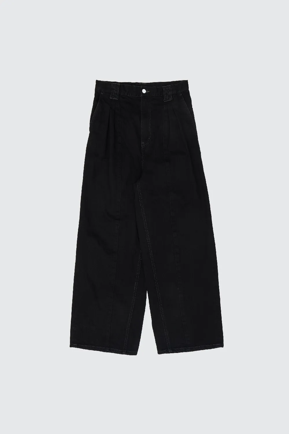 Denim 3pleated Wide-leg Trousers