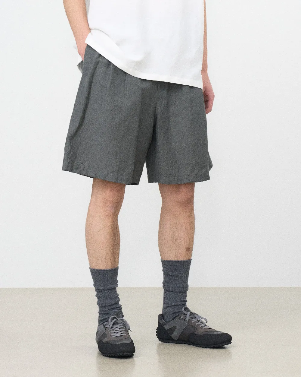 Wool Linen Weather Cloth 3pleated Shorts - 2