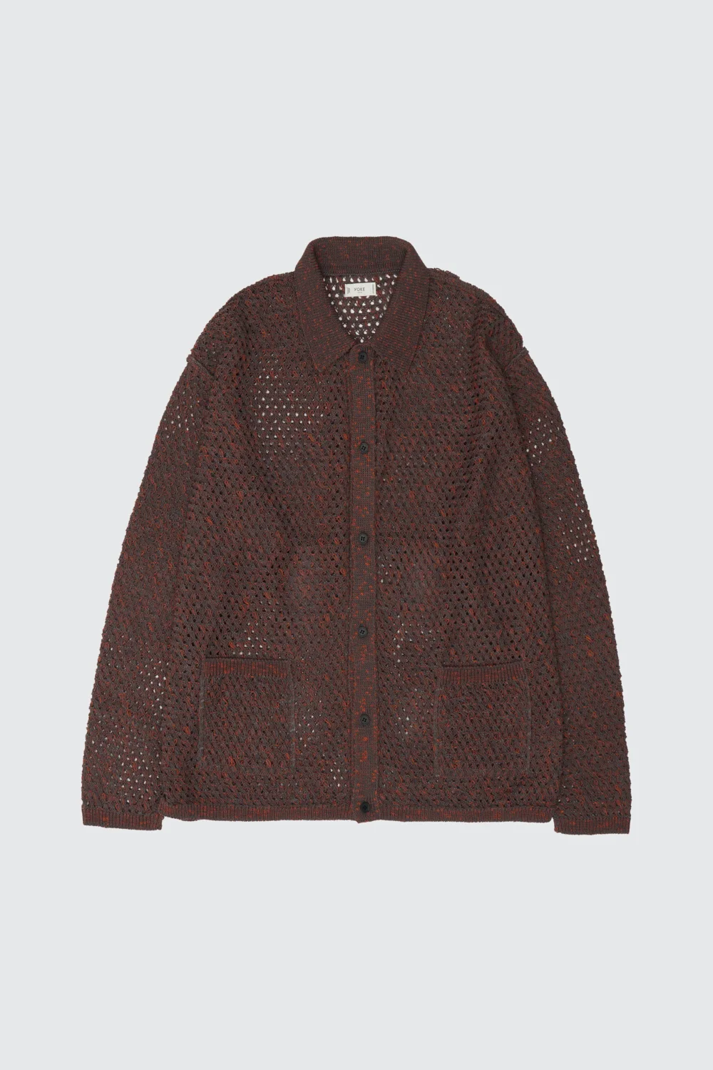 Cotton Mesh Knit Shirt Cardigan