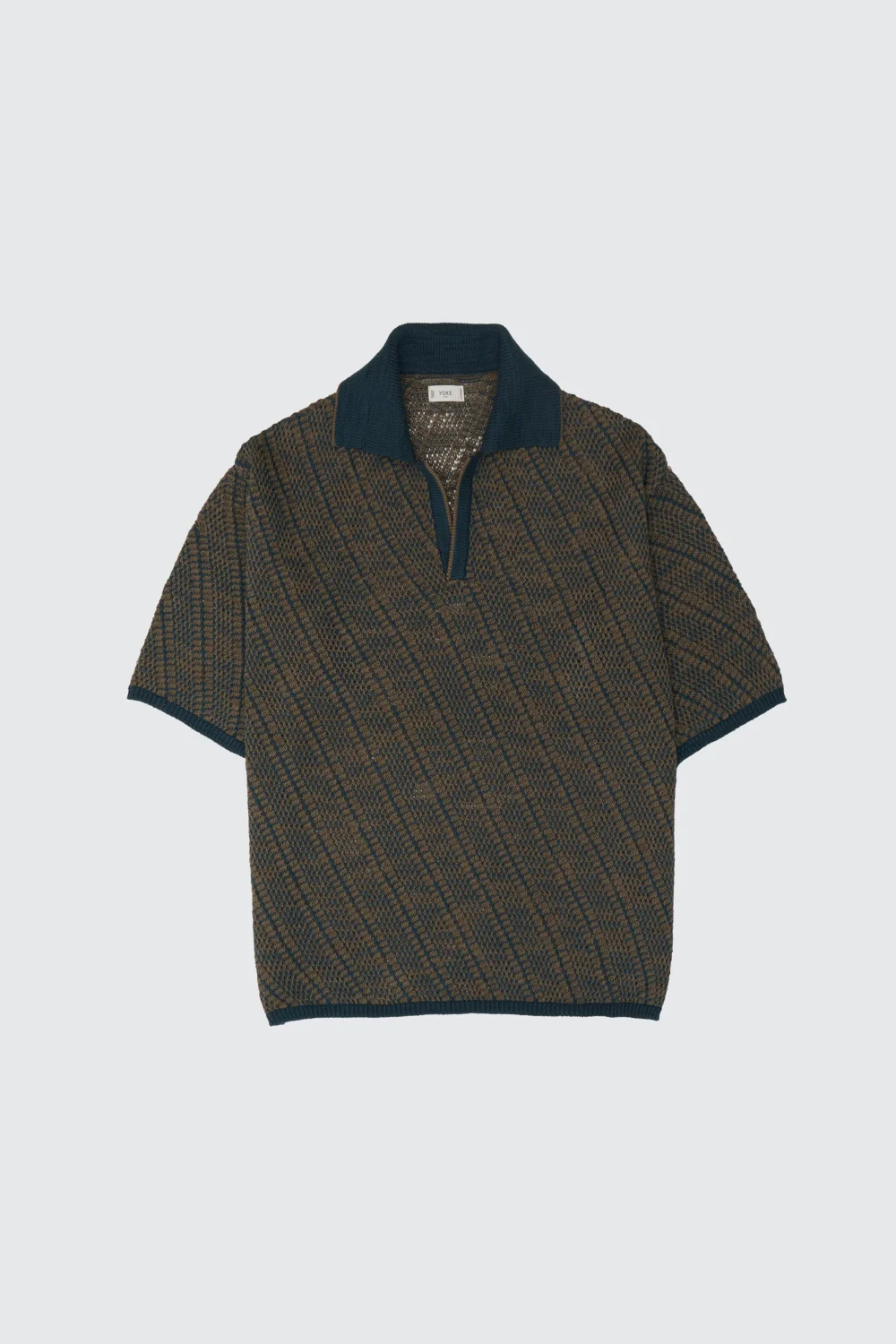 Cotton Diagonal Knit Skipper Shirt