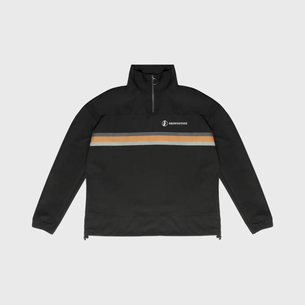Zippered 3/4' Pullover Top - Black/Multi