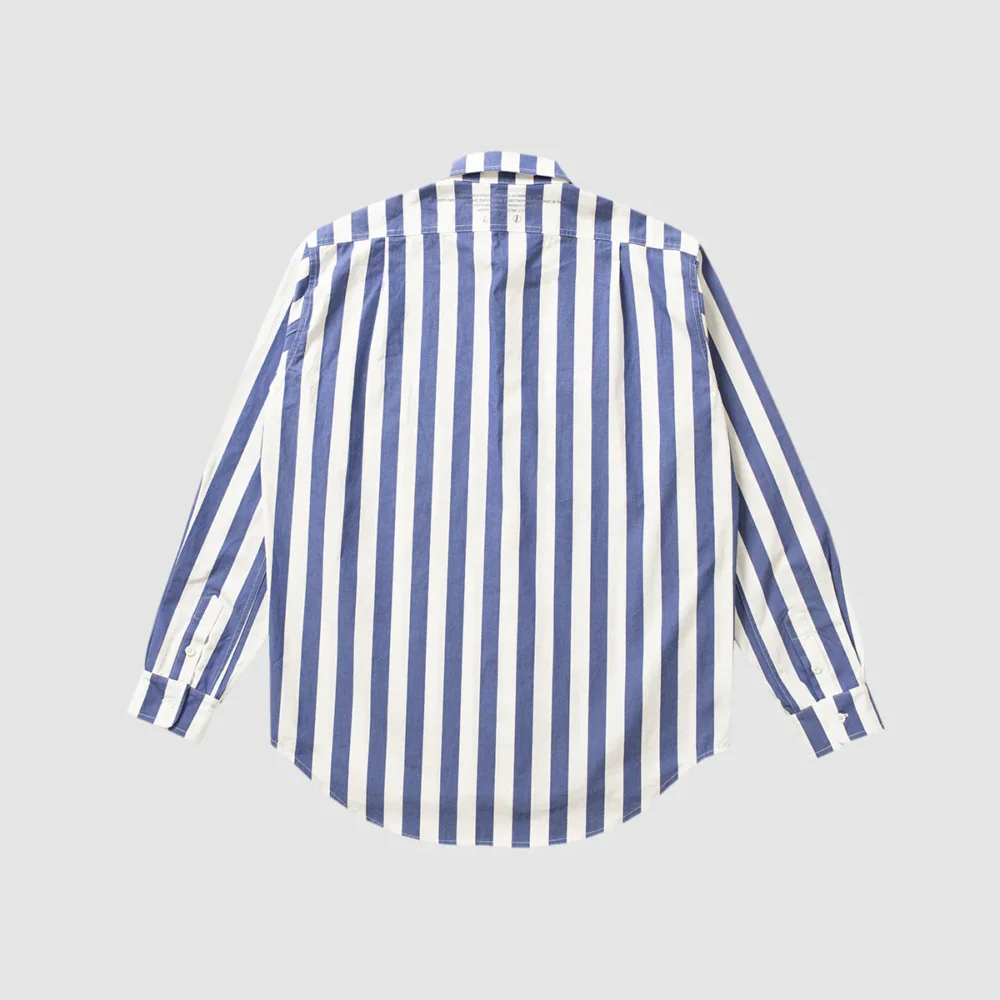 "Terrifying Trip!" Striped Button Down Shirt - Royal - 3