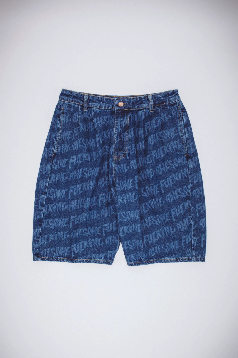 Baggy Pleated Denim Shorts