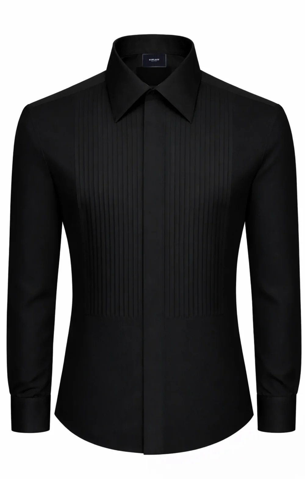 Black Poplin Tuxedo Dress Shirt