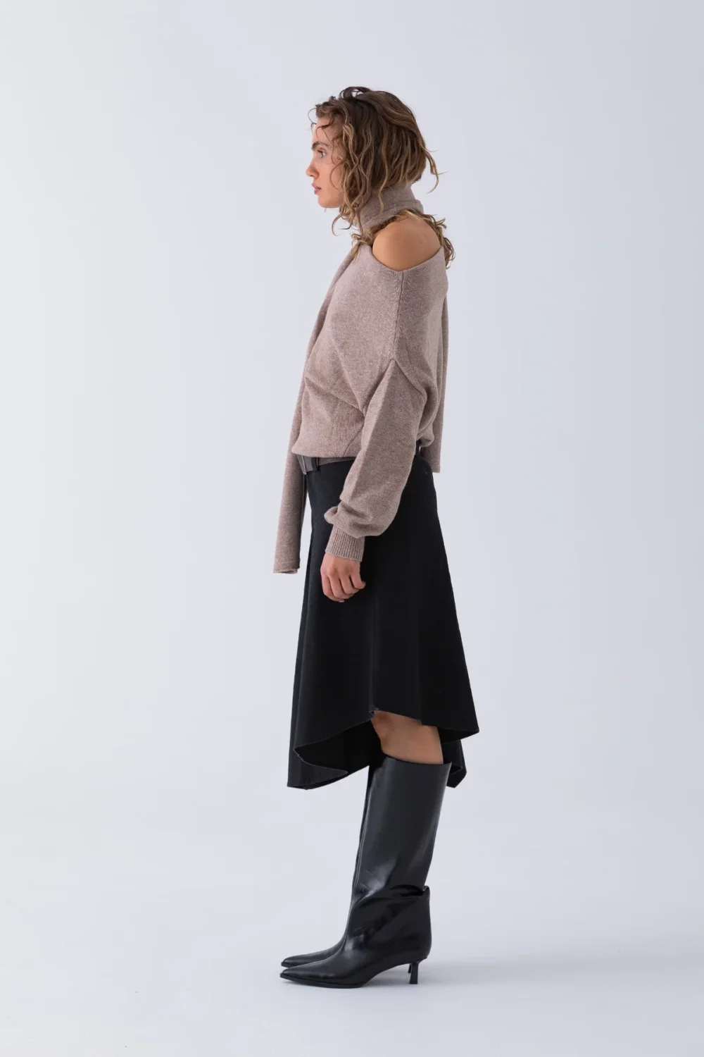 Wool Nora Scarf Knit Top - Oat - 2