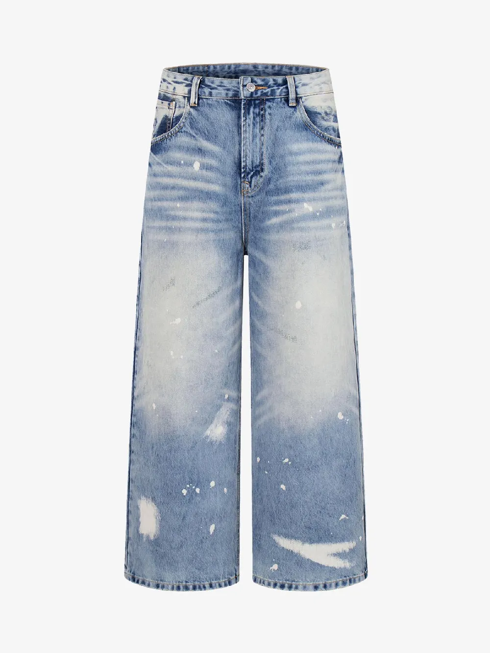 Washed Splatter-Paint Jeans