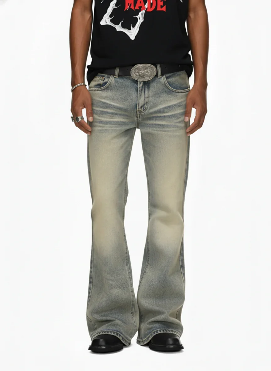 Vintage Washed Flare Jeans - 2625